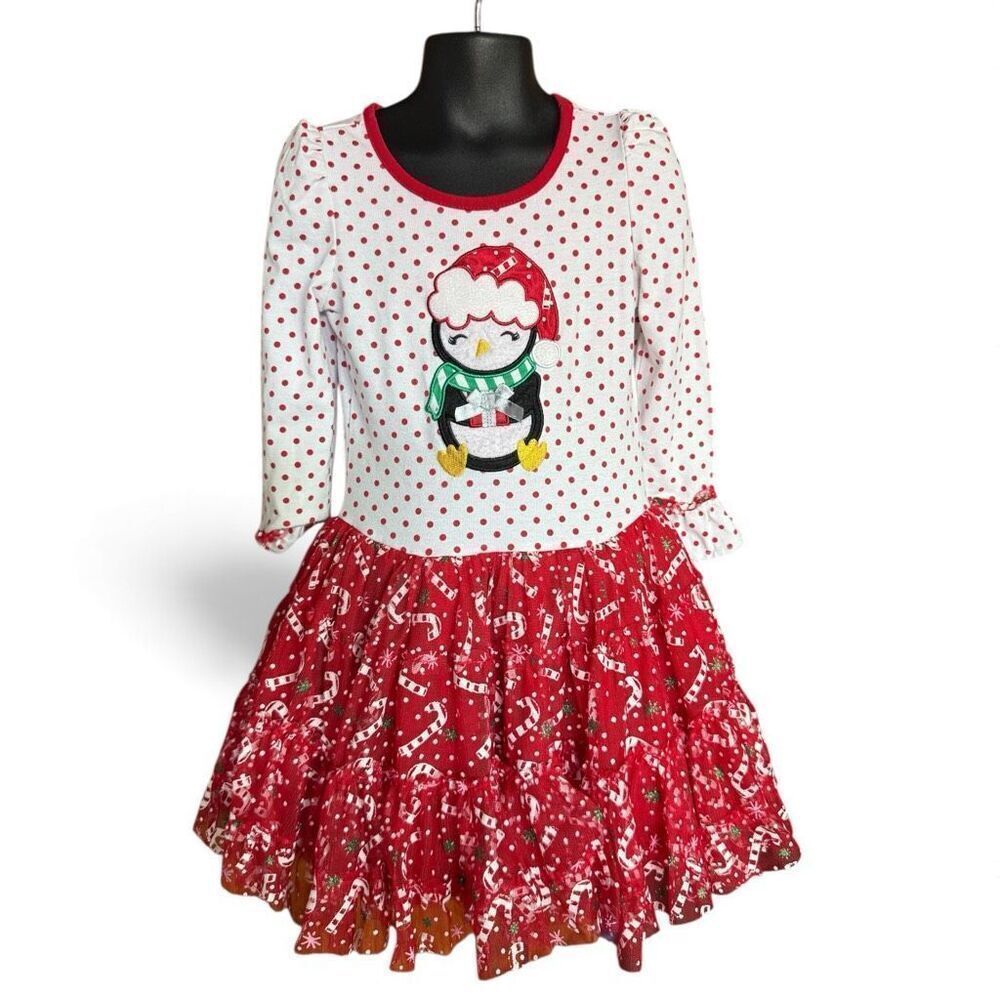 Toddler Nannette Penguin Santa Christmas Holiday Tutu Dress - Sz 4T